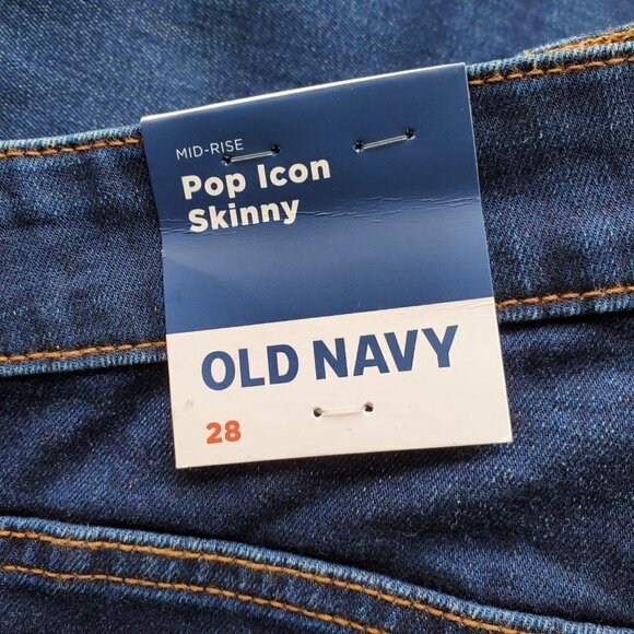 Old Navy NWT Mid Rise POP Icon Skinny Dark Blue Rinse (Fern) Curvy Girls 28 - Picture 7 of 15